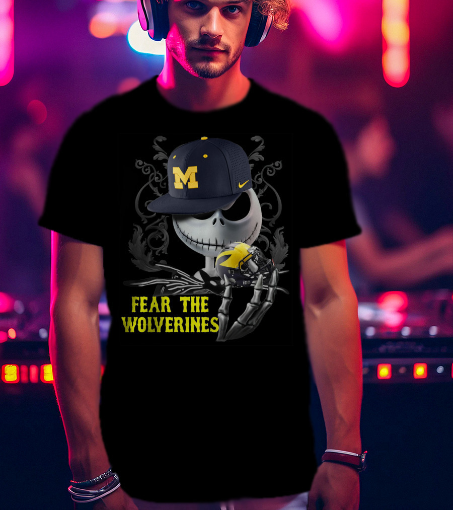Fear The Wolverines Jack Skellington Michigan Football T-Shirt