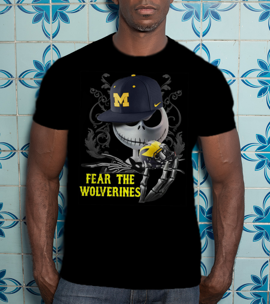 Fear The Wolverines Jack Skellington Michigan Football T-Shirt