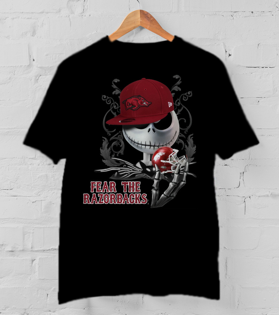 Jack Skellington Fear The Razorbacks Arkansas Football Fan T-Shirt