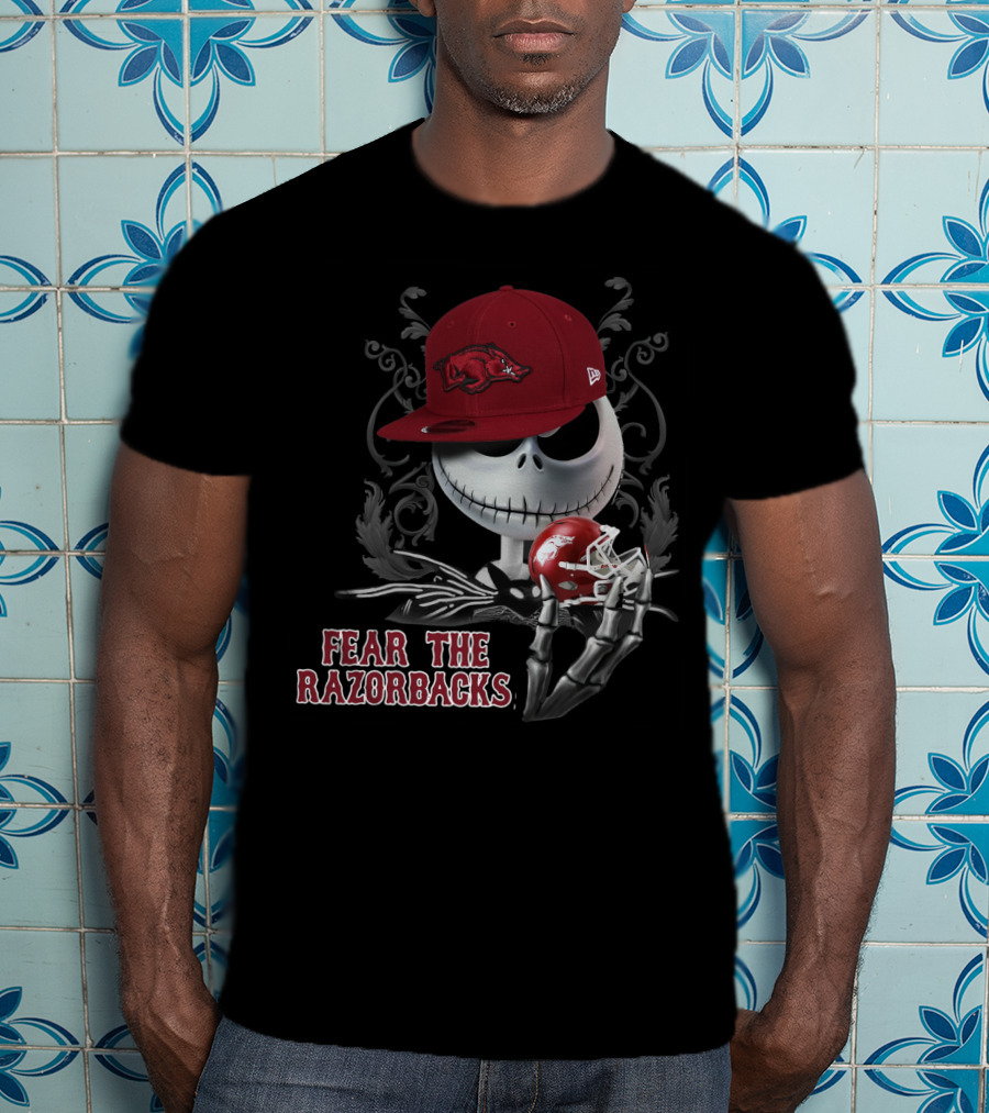 Jack Skellington Fear The Razorbacks Arkansas Football Fan T-Shirt