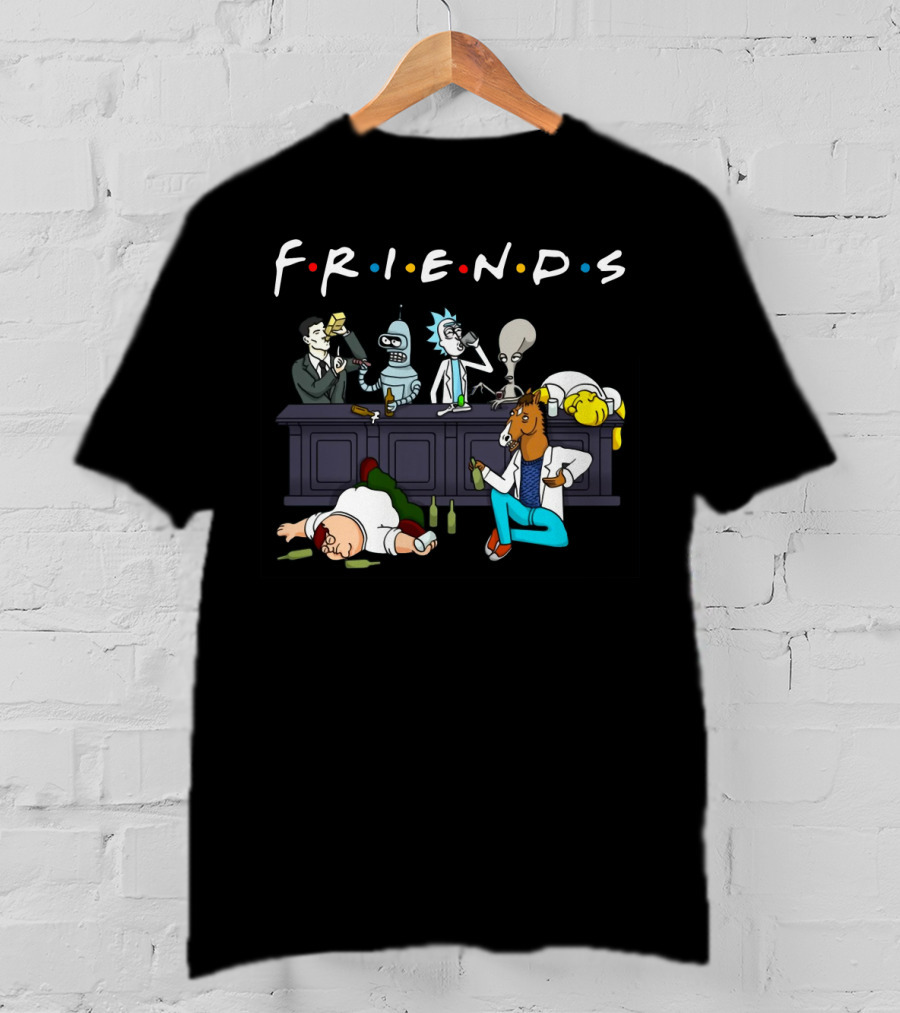 FRIENDS Rick Sanchez Drinking Buddies Parody Iconic Characters T-Shirt