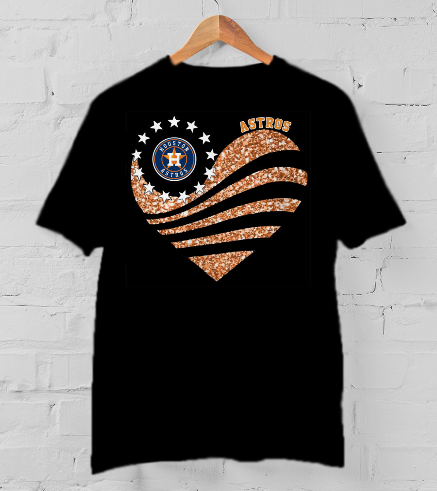 Houston Astros Heart Glitter Stars T-Shirt