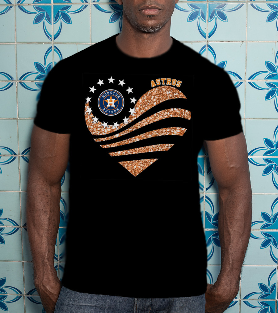 Houston Astros Heart Glitter Stars T-Shirt
