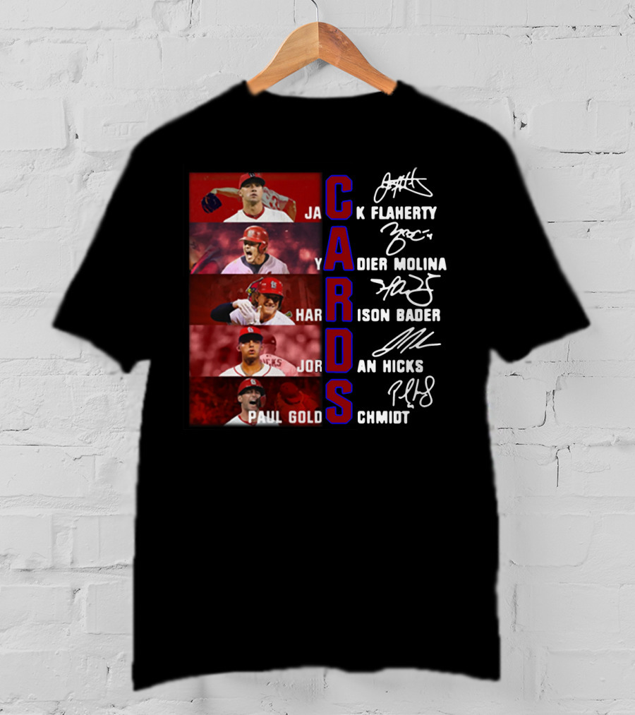 Cards Jack Flaherty Yadier Molina Harrison Bader Jordan Hicks Paul Goldschmidt T-Shirt