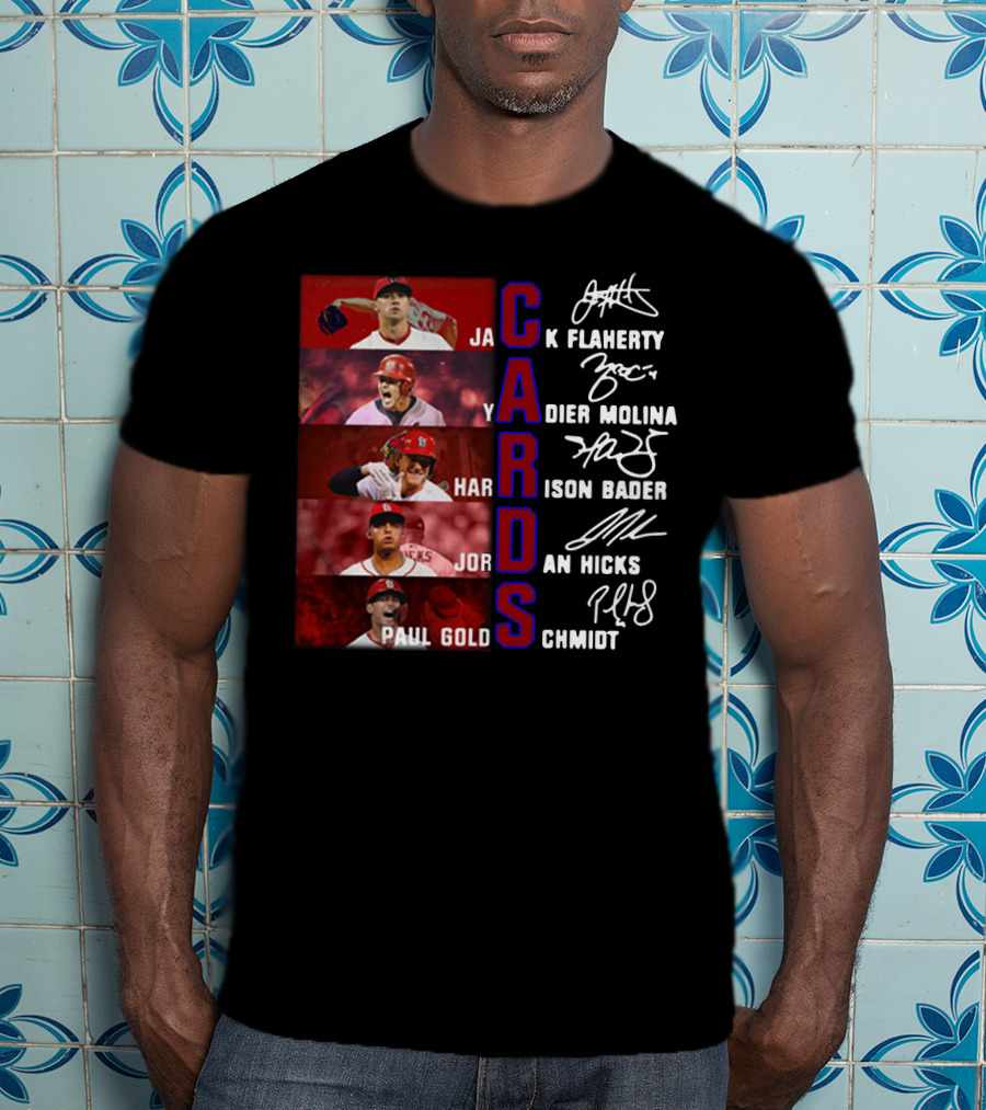 Cards Jack Flaherty Yadier Molina Harrison Bader Jordan Hicks Paul Goldschmidt T-Shirt