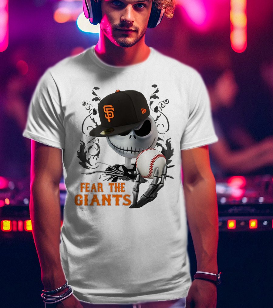 Jack Skellington Fear The Giants San Francisco Baseball Cap Spooky T-Shirt