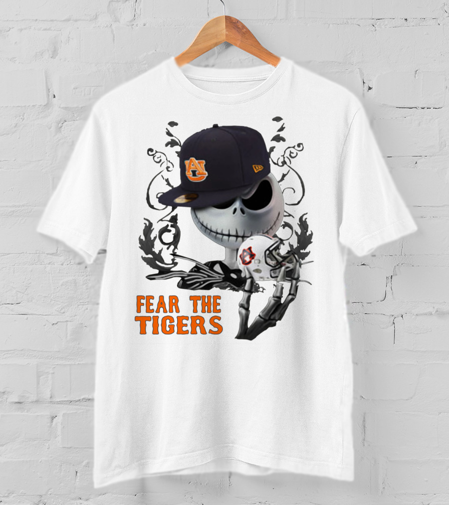 Fear The Auburn Tigers Jack Skellington Helmet And Hat T-Shirt