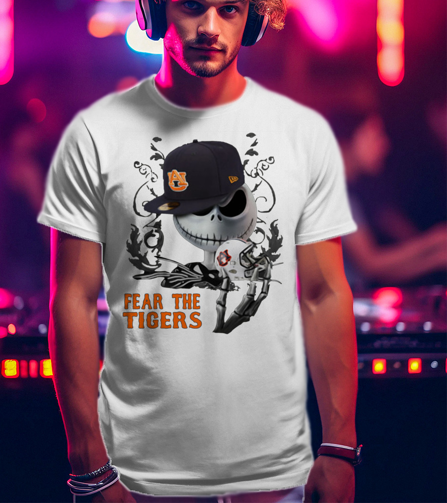 Fear The Auburn Tigers Jack Skellington Helmet And Hat T-Shirt