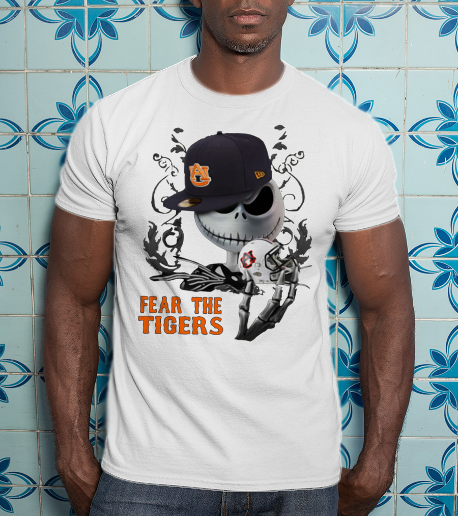 Fear The Auburn Tigers Jack Skellington Helmet And Hat T-Shirt