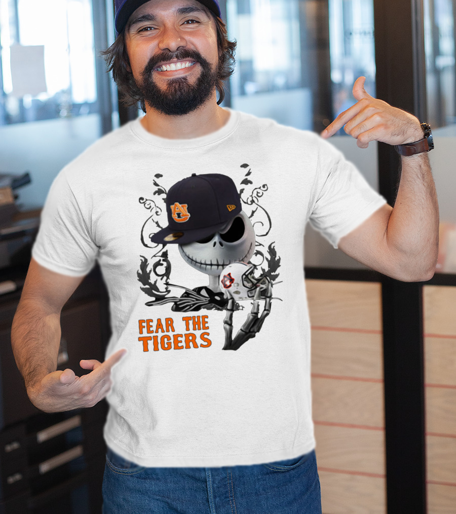 Fear The Auburn Tigers Jack Skellington Helmet And Hat T-Shirt