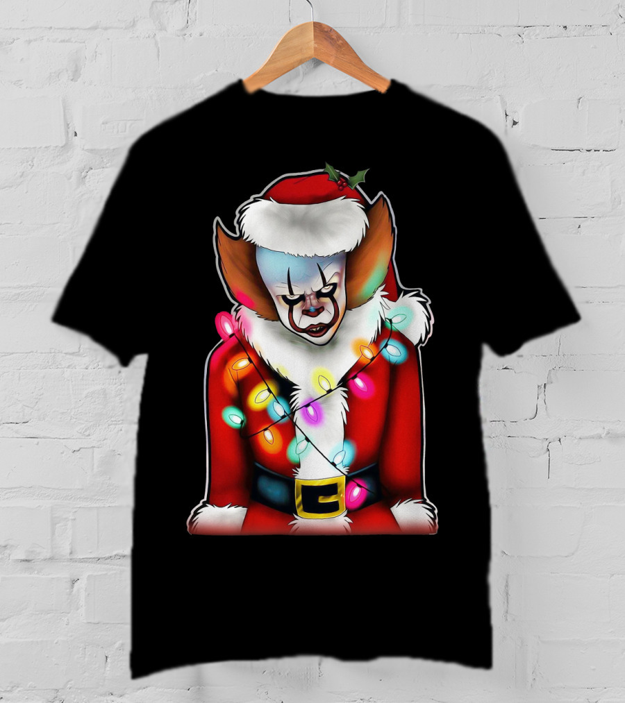 Pennywise Santa Claus Christmas Lights T-Shirt