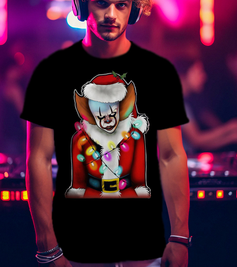 Pennywise Santa Claus Christmas Lights T-Shirt