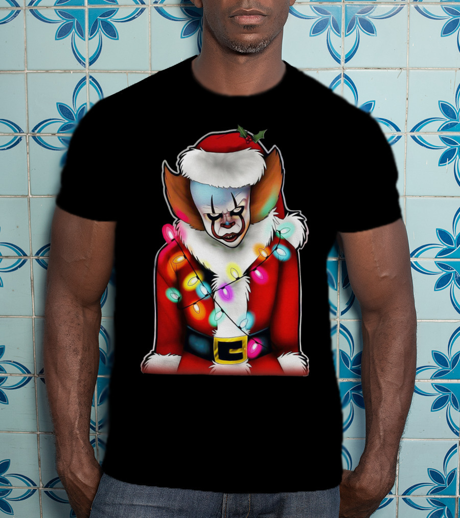 Pennywise Santa Claus Christmas Lights T-Shirt