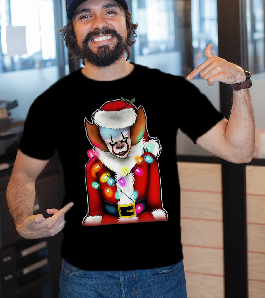 Pennywise Santa Claus Christmas Lights T-Shirt