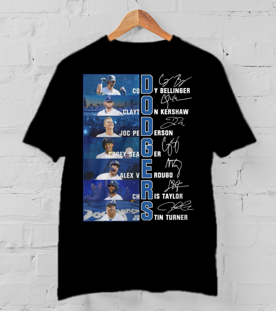 Dodgers Cody Bellinger Clayton Kershaw Joc Pederson Corey Seager Alex Verdugo Chris Taylor Justin Turner T-Shirt