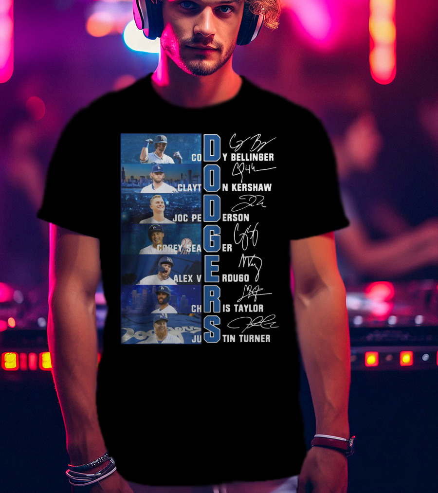 Dodgers Cody Bellinger Clayton Kershaw Joc Pederson Corey Seager Alex Verdugo Chris Taylor Justin Turner T-Shirt
