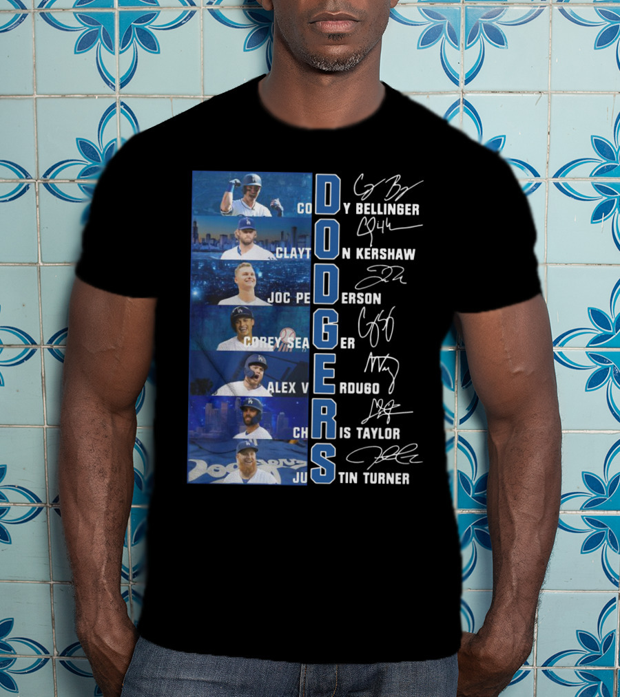 Dodgers Cody Bellinger Clayton Kershaw Joc Pederson Corey Seager Alex Verdugo Chris Taylor Justin Turner T-Shirt