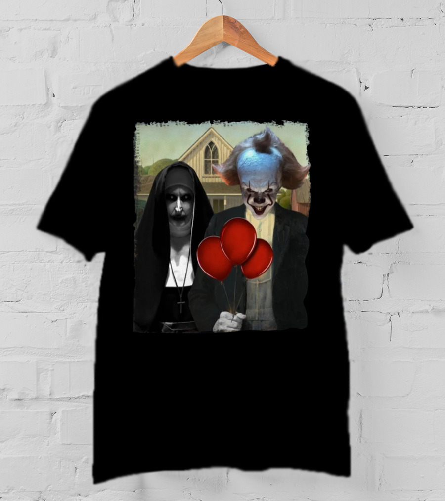 It Pennywise Valak The Nun American Gothic Red Balloons T-Shirt