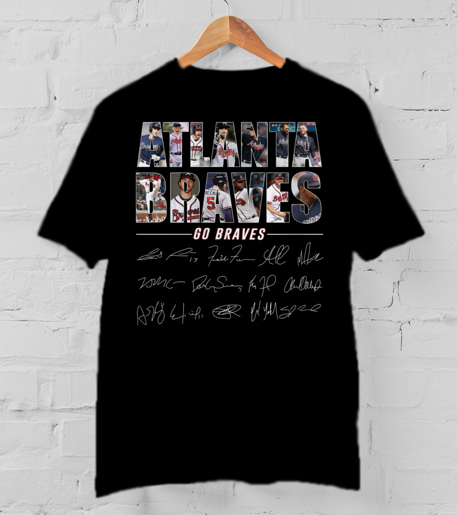 Atlanta Braves Go Braves Player Collage With Autographs T-Shirt