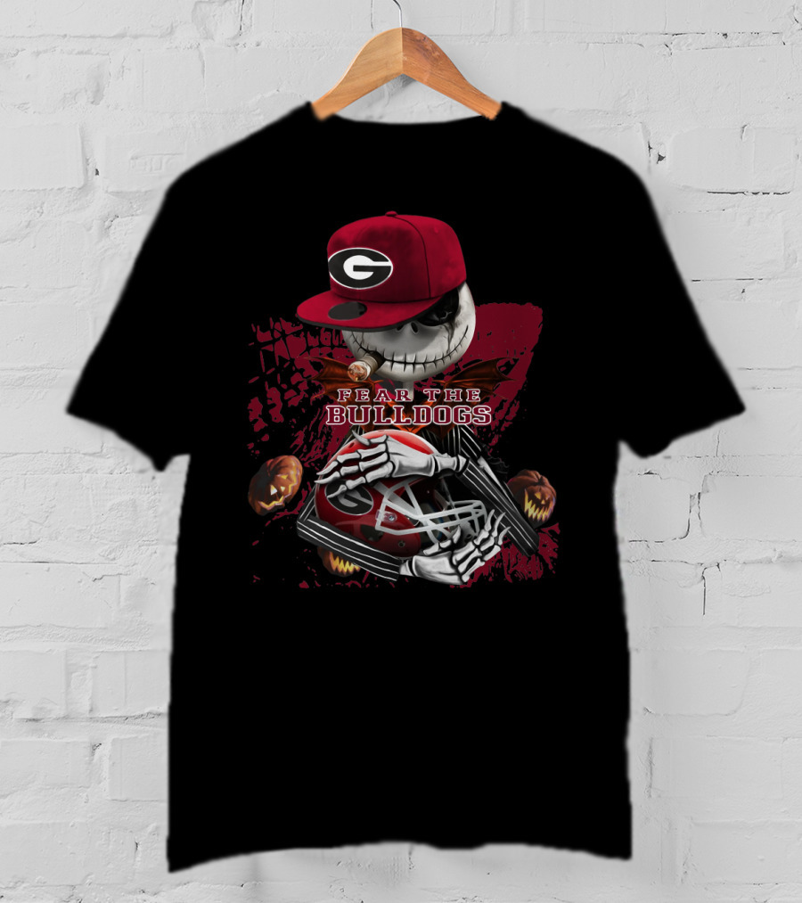 Jack Skellington Fear The Bulldogs Georgia Helmet T-Shirt