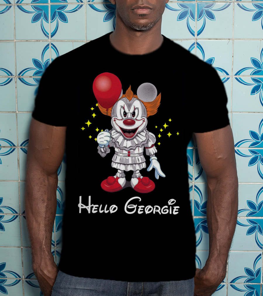 Mickey Pennywise Hello Georgie Clown Balloon Crossover T-Shirt