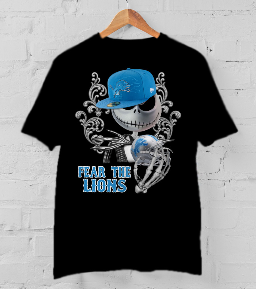 Jack Skellington Detroit Lions Football Crossover Fear The Lions T-Shirt