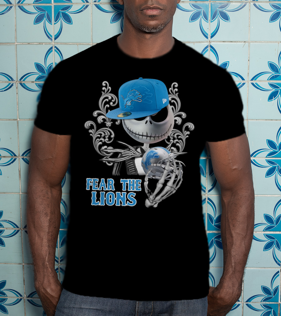 Jack Skellington Detroit Lions Football Crossover Fear The Lions T-Shirt