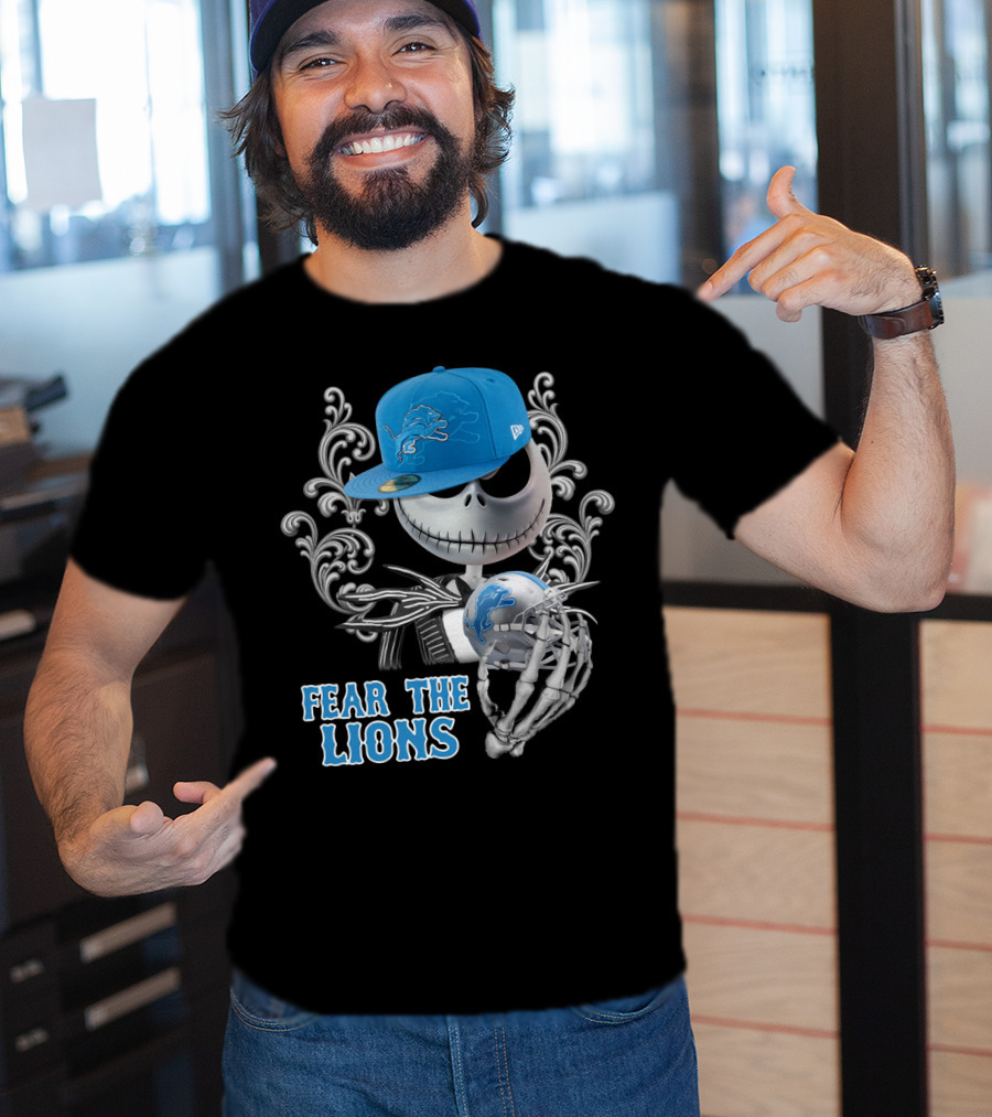 Jack Skellington Detroit Lions Football Crossover Fear The Lions T-Shirt