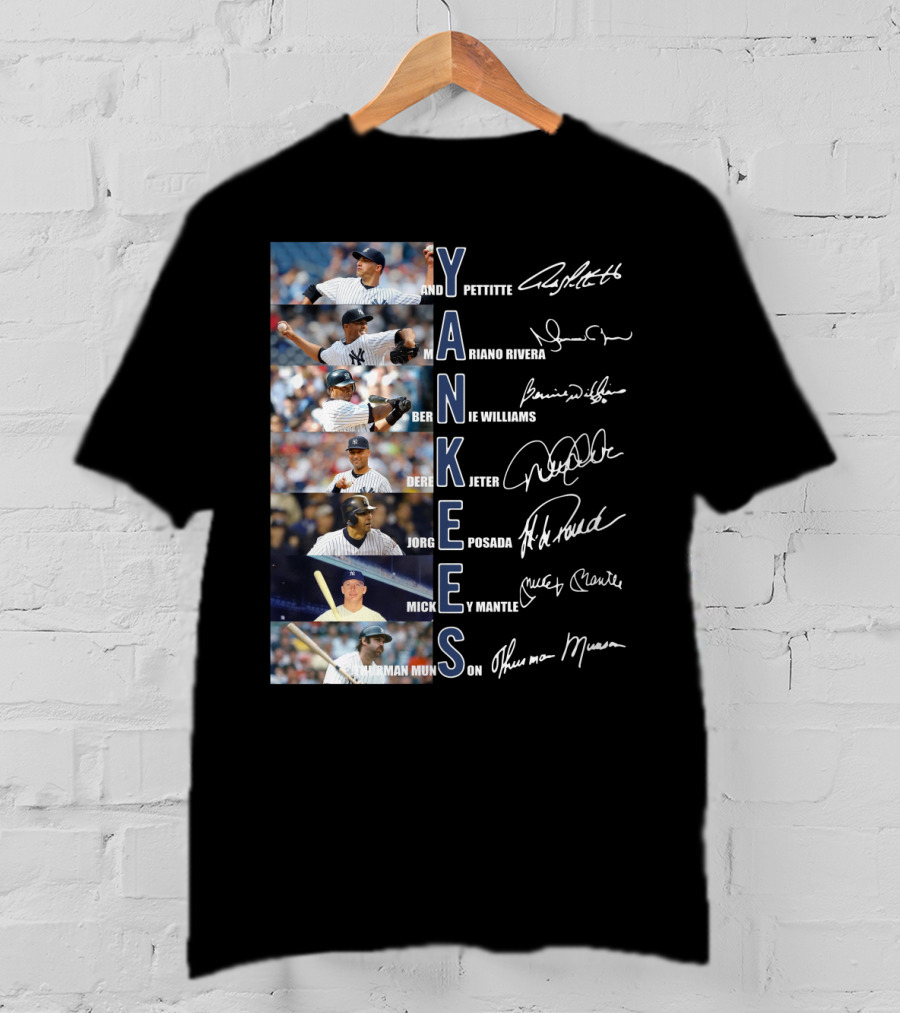 Yankees Andy Pettitte Mariano Rivera Bernie Williams Derek Jeter Jorge Posada Mickey Mantle Thurman Munson T-Shirt