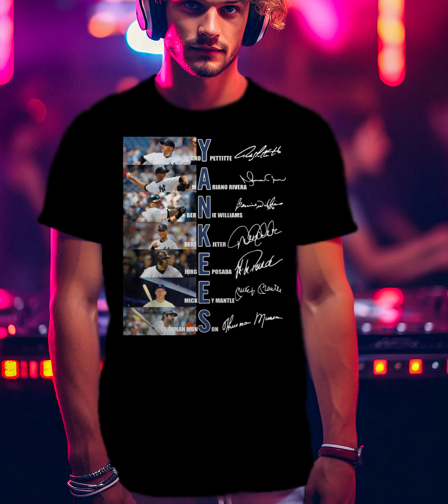 Yankees Andy Pettitte Mariano Rivera Bernie Williams Derek Jeter Jorge Posada Mickey Mantle Thurman Munson T-Shirt
