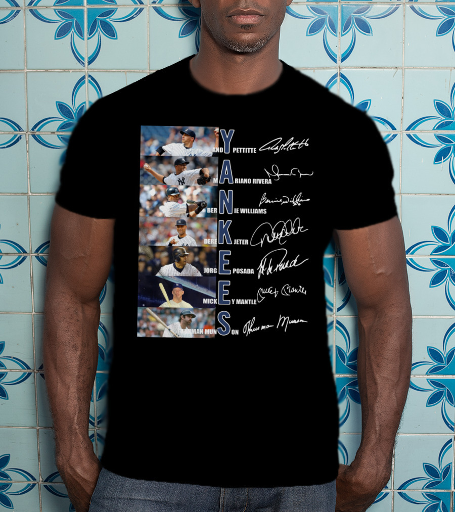Yankees Andy Pettitte Mariano Rivera Bernie Williams Derek Jeter Jorge Posada Mickey Mantle Thurman Munson T-Shirt