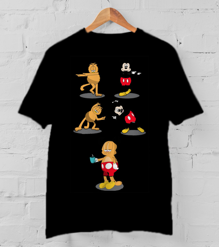 Garfield Mickey Mouse Fusion Dance Transformation Steps T-Shirt