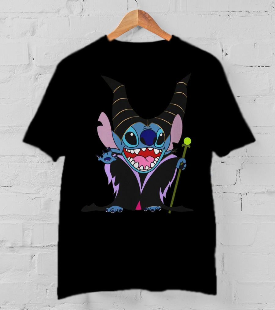 Maleficent Stitch Witch Crossover Character Costume T-Shirt