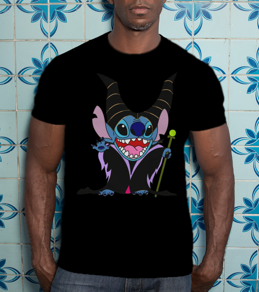 Maleficent Stitch Witch Crossover Character Costume T-Shirt