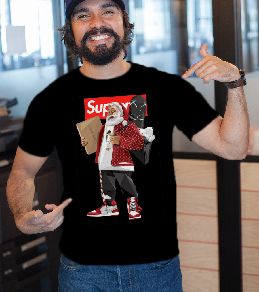 Santa Claus Supreme Hiphop Fashion Mashup With Luxury Brands T-Shirt