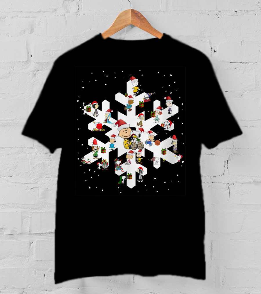 Peanuts Snoopy Christmas Snowflake Charlie Brown Holiday Characters T-Shirt