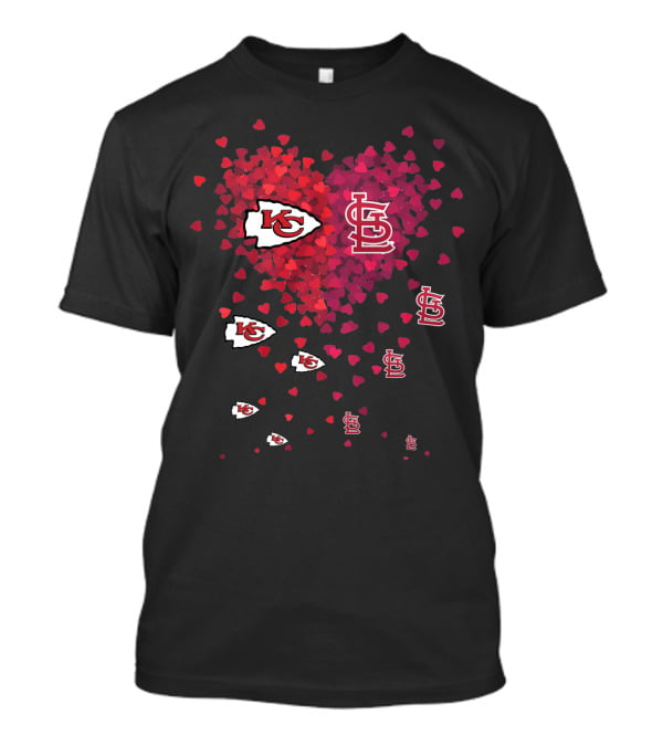 Kansas City Chiefs St. Louis Cardinals Heart Logos Fan Love T-Shirt