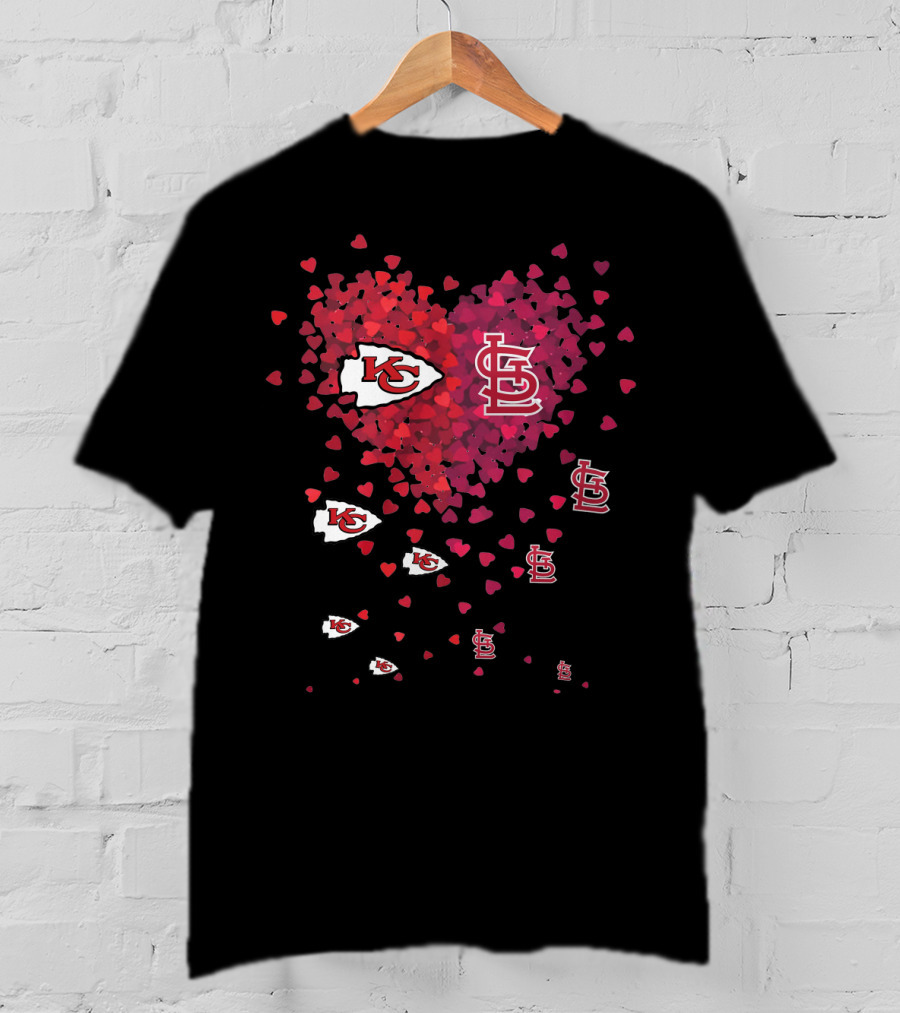 Kansas City Chiefs St. Louis Cardinals Heart Logos Fan Love T-Shirt