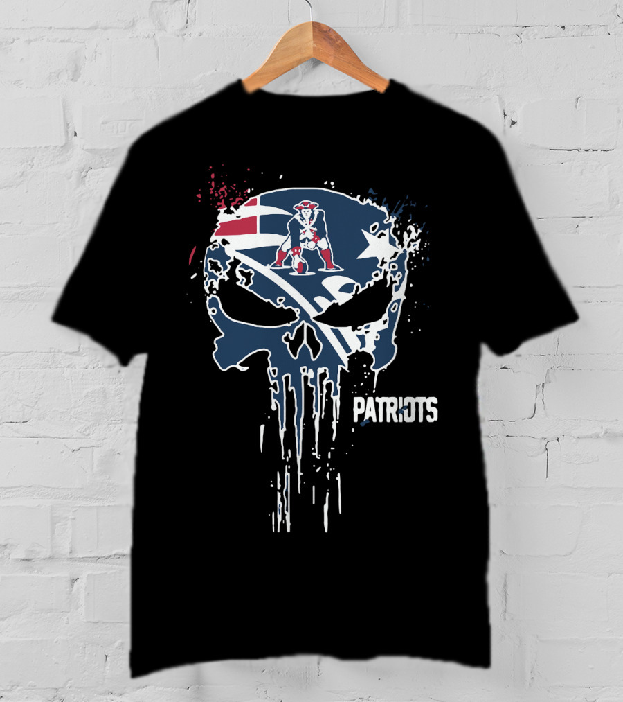 New England Patriots Skull Flag Logo With Patriots T-Shirt