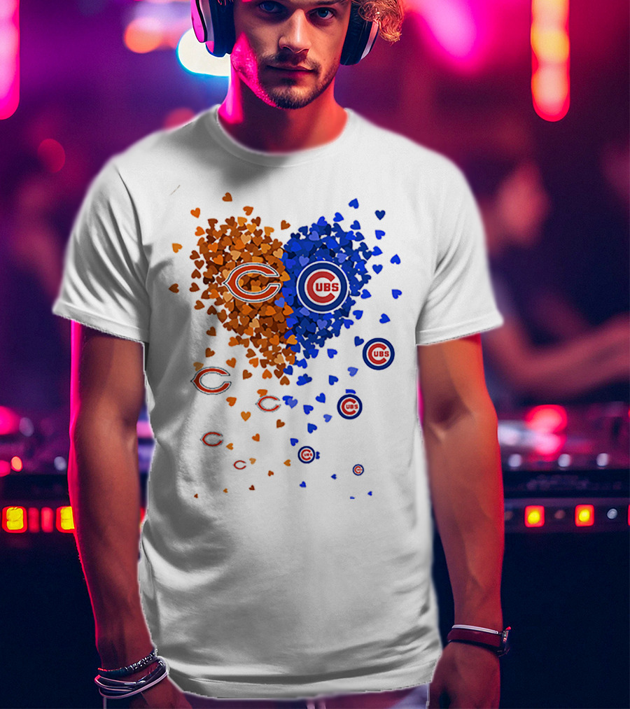 Chicago Bears Cubs Heart Logo Fusion T-Shirt
