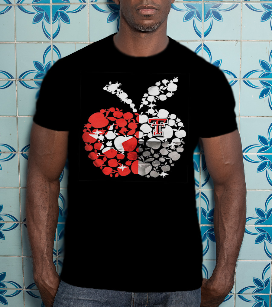 Texas Tech Red Raiders Apple Pattern State Flag T-Shirt
