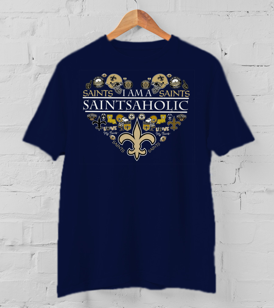 I Am A Saints Aholic Love My Saints Football Helmets Icons Fans T-Shirt