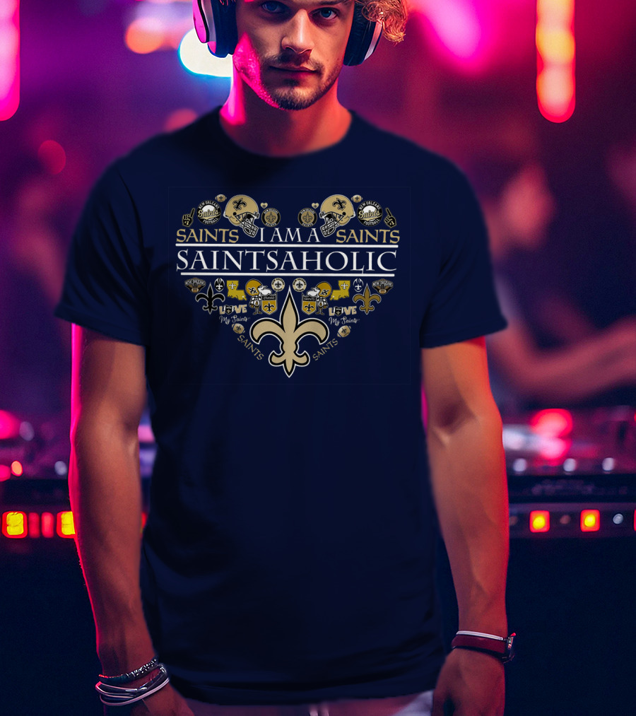 I Am A Saints Aholic Love My Saints Football Helmets Icons Fans T-Shirt