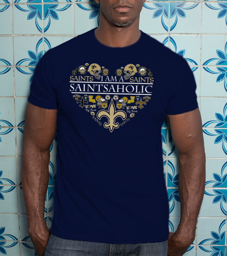 I Am A Saints Aholic Love My Saints Football Helmets Icons Fans T-Shirt