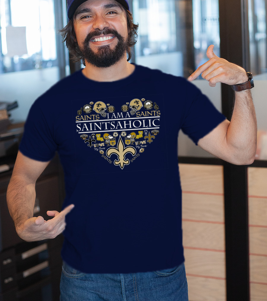 I Am A Saints Aholic Love My Saints Football Helmets Icons Fans T-Shirt
