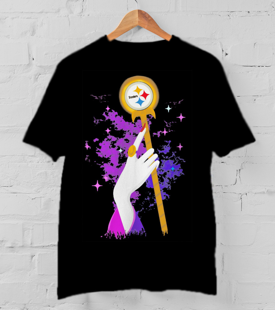 Pittsburgh Steelers Magic Wand With Logo Witches Theme T-Shirt