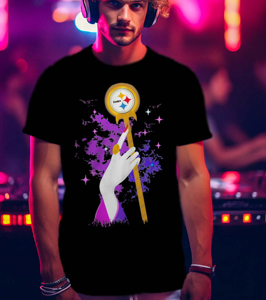 Pittsburgh Steelers Magic Wand With Logo Witches Theme T-Shirt