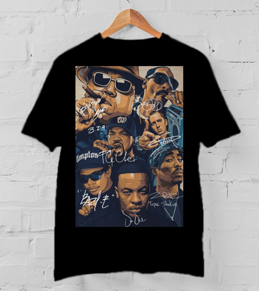 Rappers Tupac Shakur Snoop Dogg Notorious B.i.g. Ice Cube Eazy-E Dr. Dre Eminem Friends T-Shirt