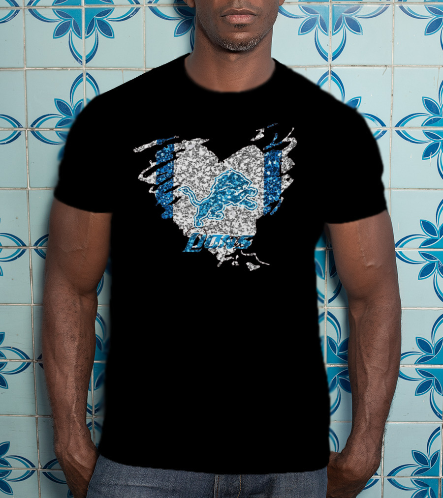 Detroit Lions Heart Diamond T-Shirt