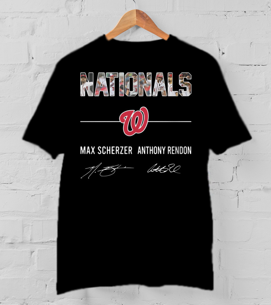 Nationals Max Scherzer Anthony Rendon Washington Team Logo Signatures T-Shirt